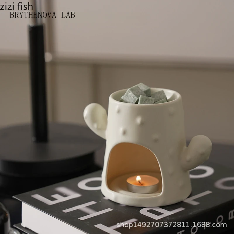Wax Melt Burner - サボテンセラミックアロマセラピーストーブ エッセンシャルオイル加熱炉 ワックス溶解香炉 装飾品 家庭用香炉