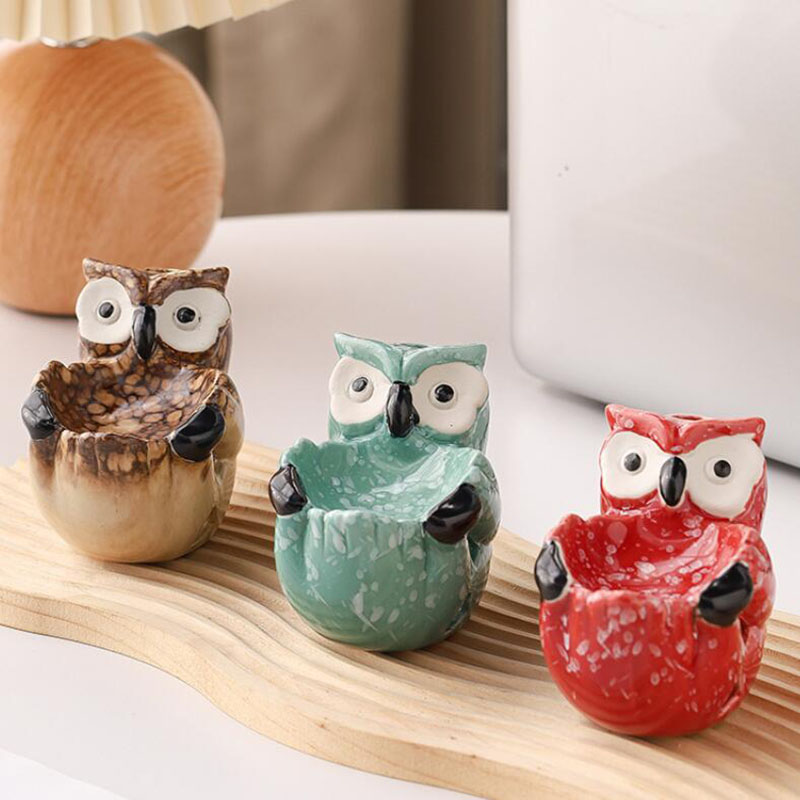 Home Fragrance Oils For Oil Burners - セラミック製中空フクロウ型アロマバーナー、エッセンシャルオイル炉、室内用フレグランス香炉、キャンドルホルダー、ホームデコレーション