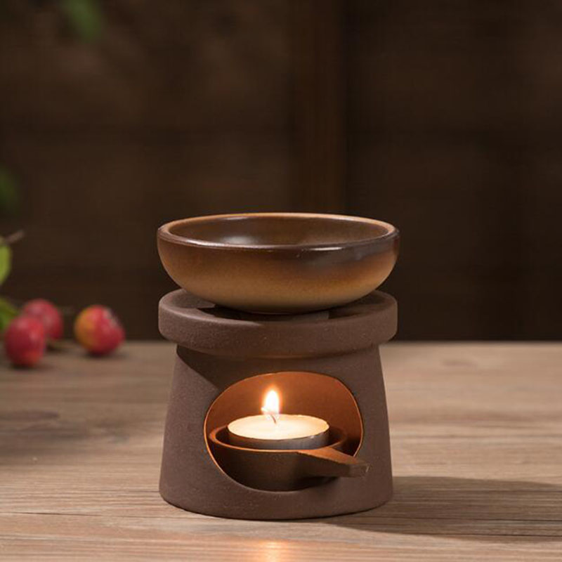 Home Fragrance Oils For Oil Burners - 粗い陶器エッセンシャルオイル炉茶ストーブアロマセラピーバーナーキャンドルホルダー屋内香り香炉家の装飾