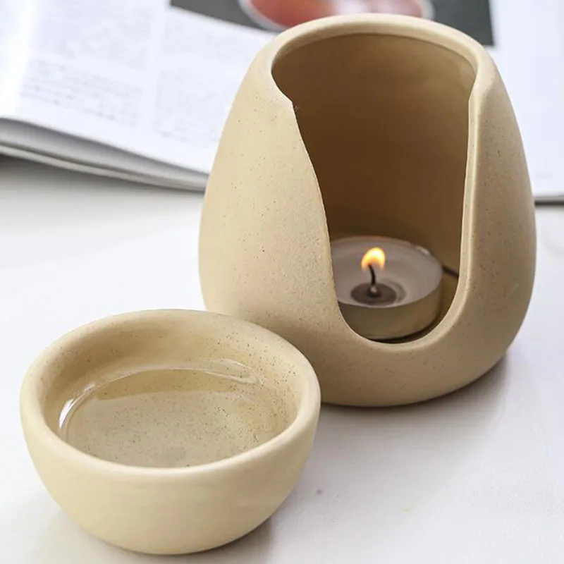 セラミックキャンドルアロマバーナーエッセンシャルオイル炉黄色 - Home Fragrance Oils For Oil Burners のレビューと価格
